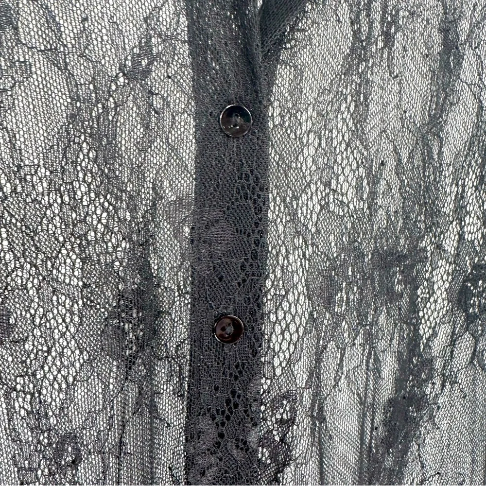 L’AGENCE Lace Button Up Blouse Long Sleeves in Black Size XS Fits M - Picture 3 of 6